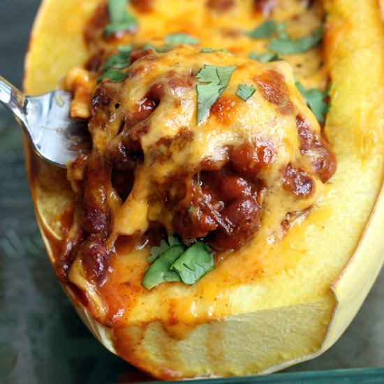 Chili Stuffed Spaghetti Squash