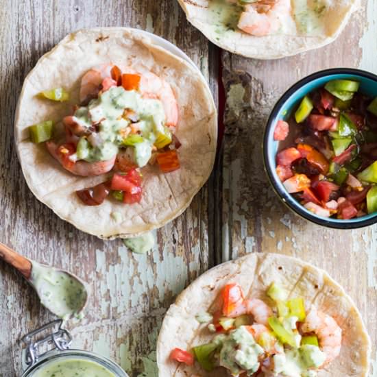 Shrimp Tacos w Cilantro Lime Salsa