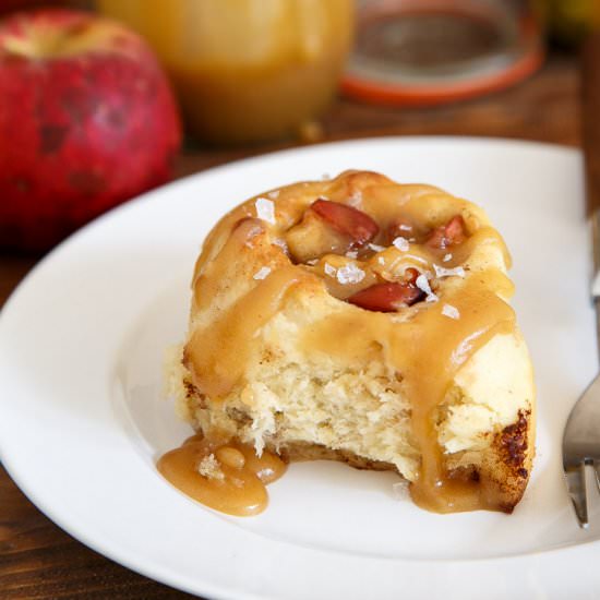 Salted Caramel Apple Cinnamon Rolls