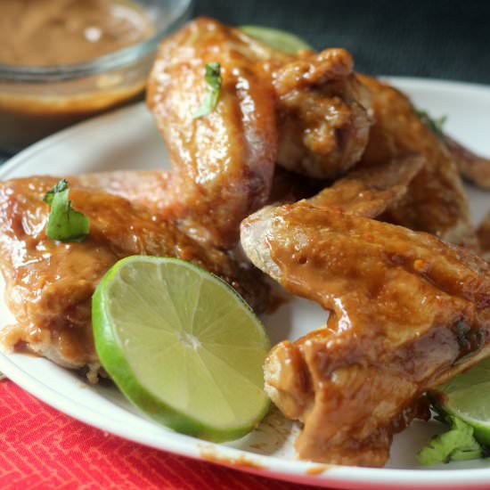 Crispy Oven Wings in Peanut Sauce