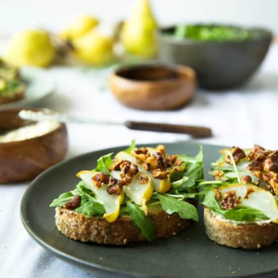 Roasted Pear & Ginger Ricotta Toast