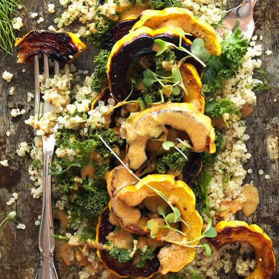 Kale, Delicata, Dill Quinoa Salad