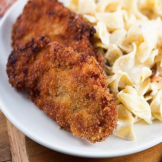 Pork Milanese & Cream Cheese Noodles