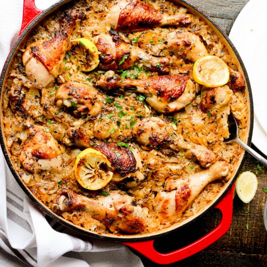 One Pot Greek Chicken and Rice