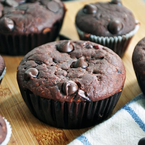 Skinny Double Chocolate Muffins