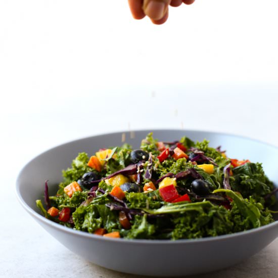 Oil Free Rainbow Kale Salad