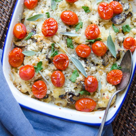 Cauliflower and Mushroom Gratin