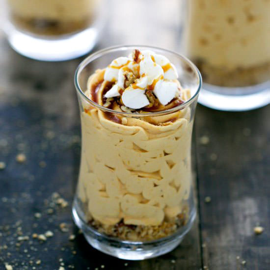 No Bake Pumpkin Caramel Cheesecakes
