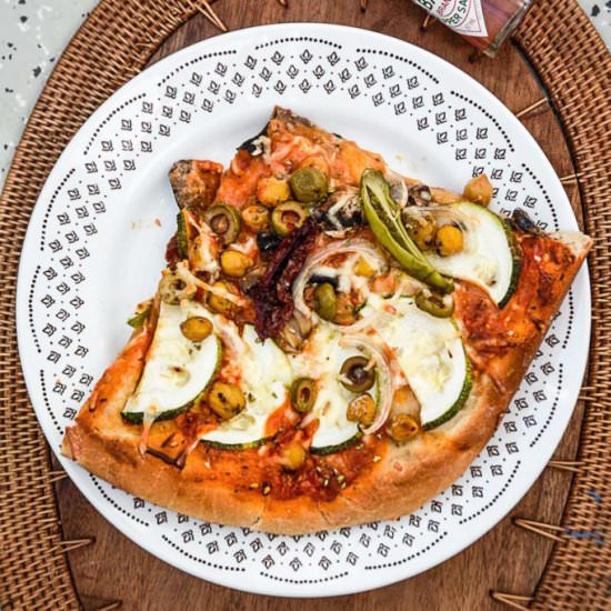 Chickpea Zucchini Mushroom Pizza
