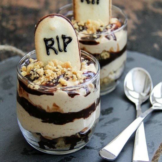 Peanut Butter Graveyard Mousse Cups