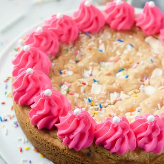 White Chocolate Funfetti Cookie Cake