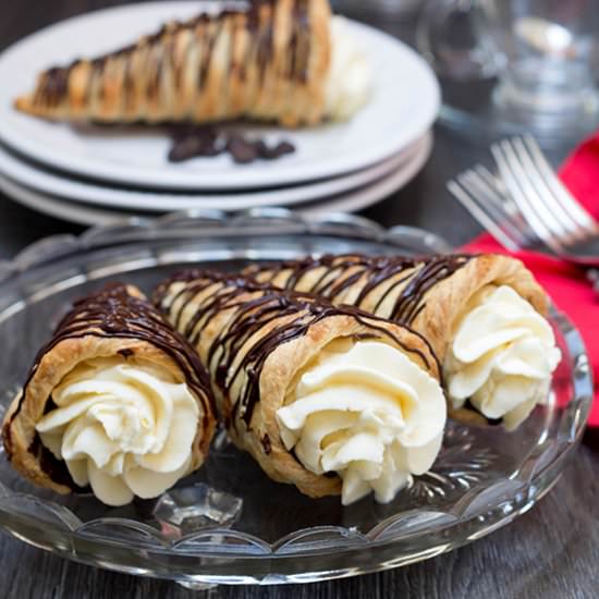 Dark Chocolate Cream Horns