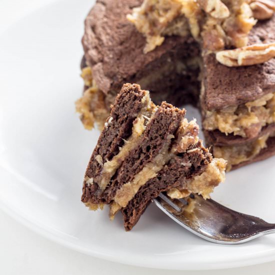 Vegan German Chocolate Pancakes