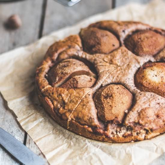 Poached Pear and Nutmeg Cake
