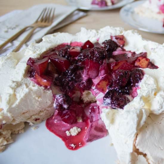 Blackberry and Pear Pavlova