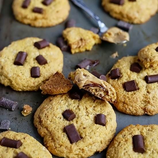 Chocolate Chip PB Stuffed Cookies