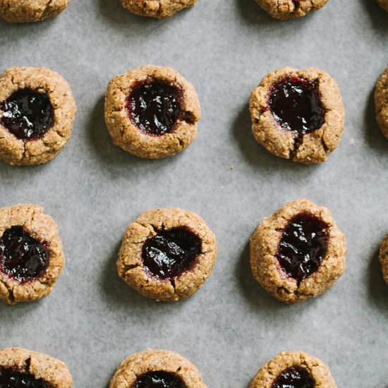 Cherry Hazelnut Thumbprint Cookies