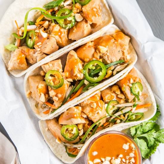 Slow Cooker Thai Chicken Tacos