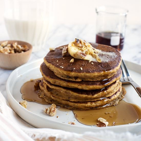 Pumpkin Banana Spice Pancakes