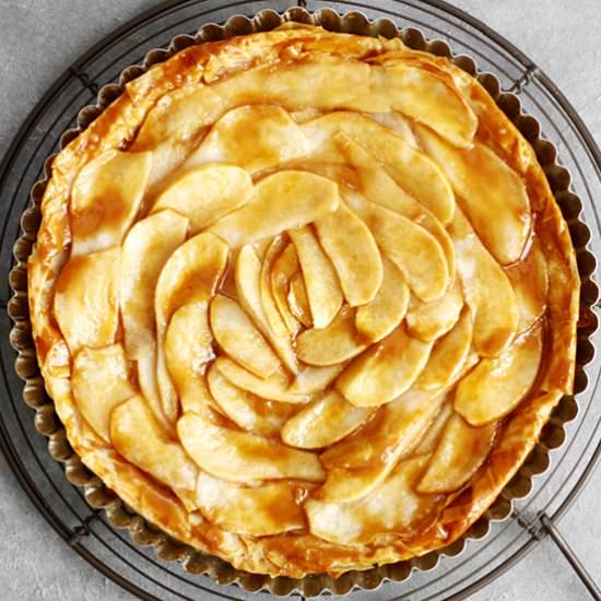 Salted Caramel Pear Phyllo Tart