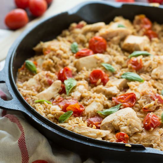 One Pot Caprese Chicken and Rice