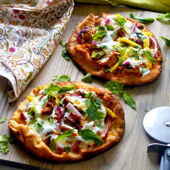 Tandoori Chicken Naan Pizza