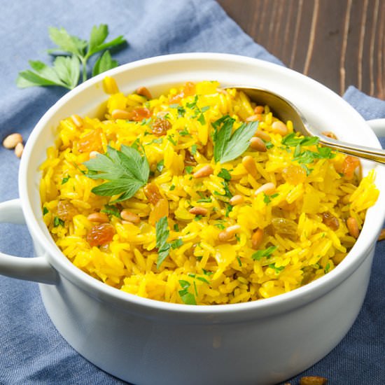 Jeweled Yellow Rice and Pignoli