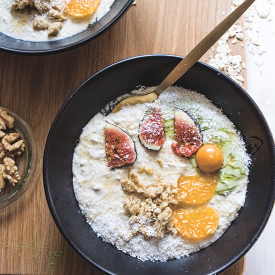 Fig, Matcha & Walnut Butter Oatmeal