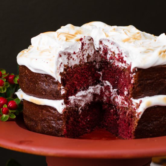 Red Velvet Meringue Cake