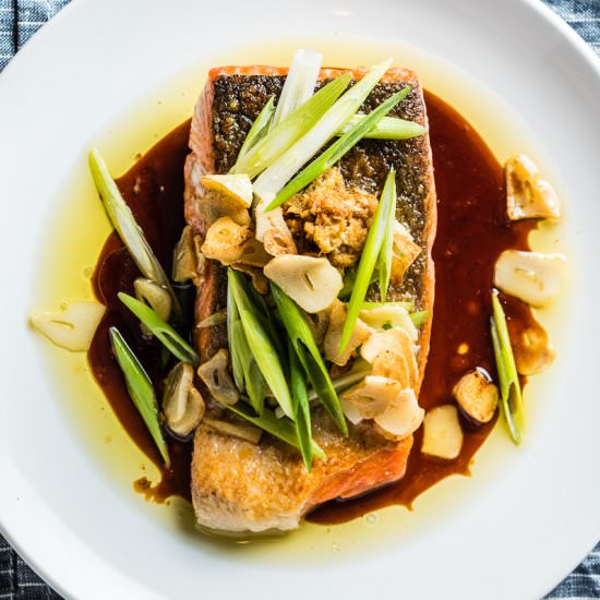 Crispy Salmon with Ginger Soy Sauce
