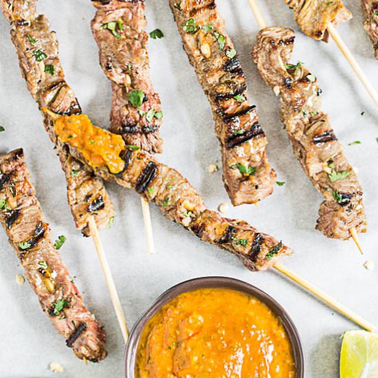 Spanish Marinated Skirt Steak Skewers