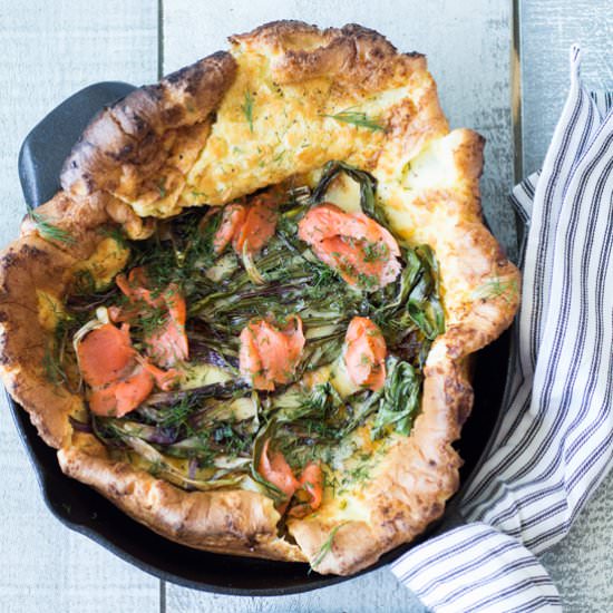 Spring Onion and Salmon Dutch Baby