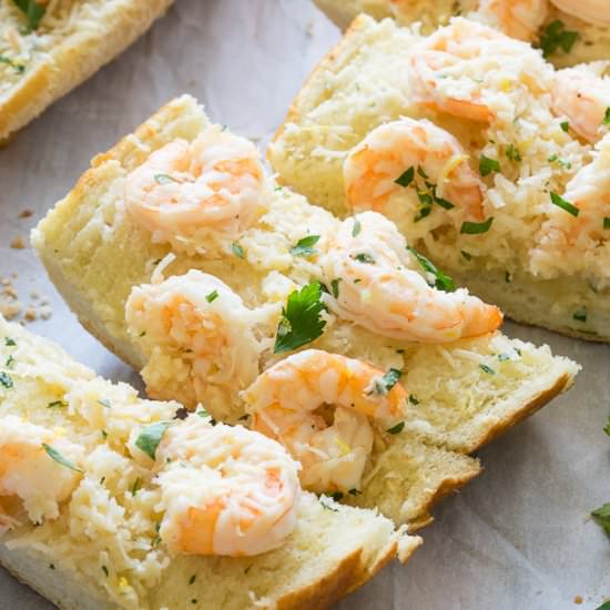 Shrimp Scampi Garlic Bread Pizza