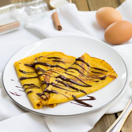 Pumpkin Crepes with Dark Chocolate