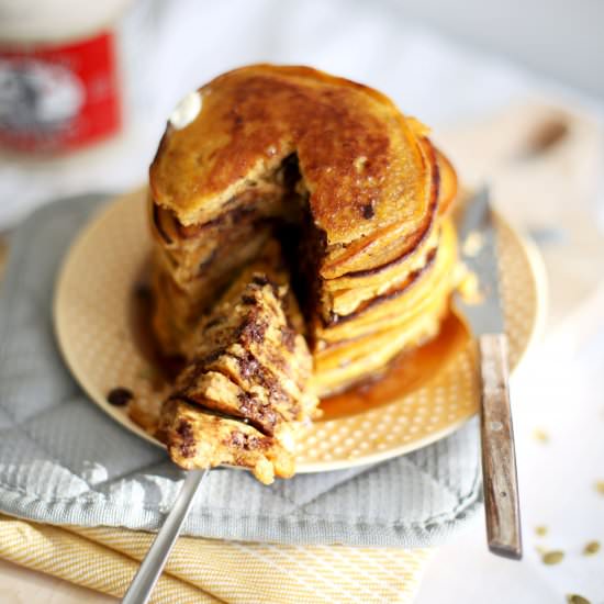 Pumpkin Chocolate Chip Pancakes