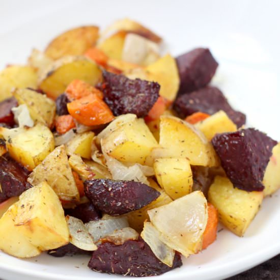 Roasted Garlic-Thyme Root Veggies