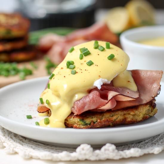 Zucchini Fritter Eggs Benedict