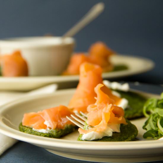 Spinach Blinis with Smoked Salmon
