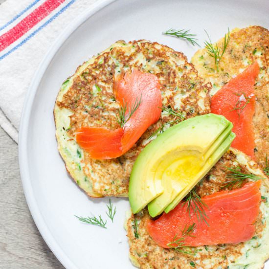 Zucchini Pancakes & Smoked Salmon