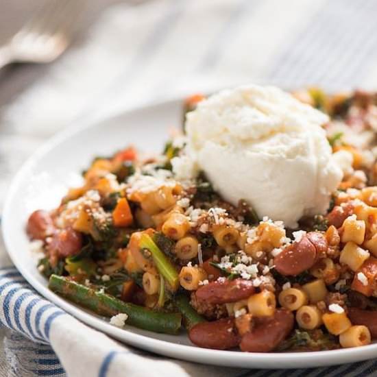Minestrone Pasta Saute with Ricotta