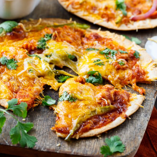 BBQ Salmon Tortilla Pizza