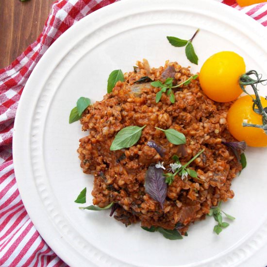 Beef, Eggplant and Buckwheat