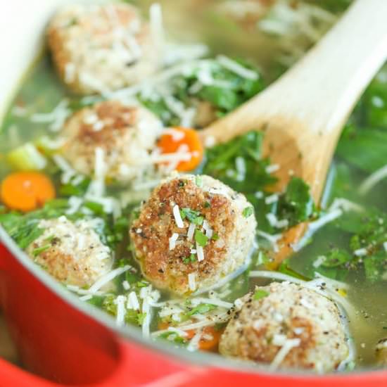 Turkey Meatball and Spinach Soup