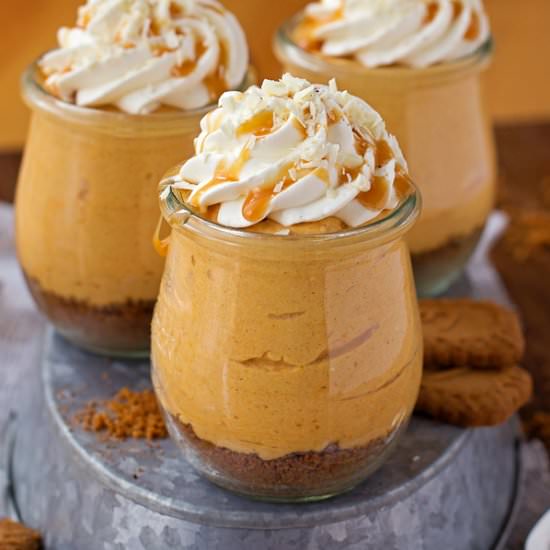 Mini No-Bake Pumpkin Cheesecakes