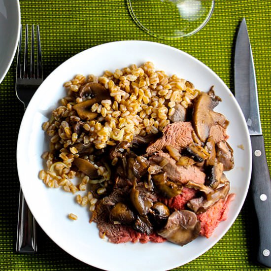 Spoon Roast with Mushrooms & Farro