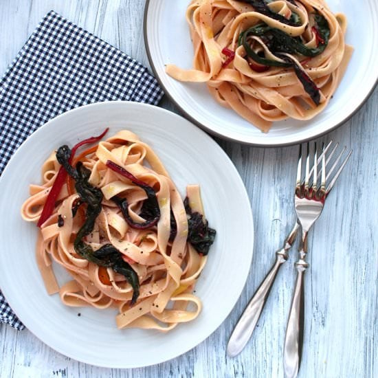 Tagliatelle with Rainbow Chard