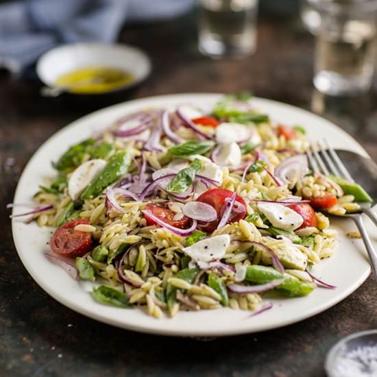 Orzo Salad with Pesto & Mozzarella