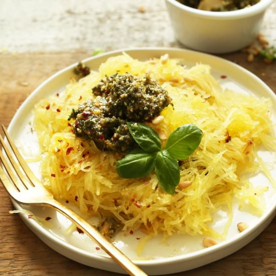 Basil Pesto Spaghetti Squash Pasta