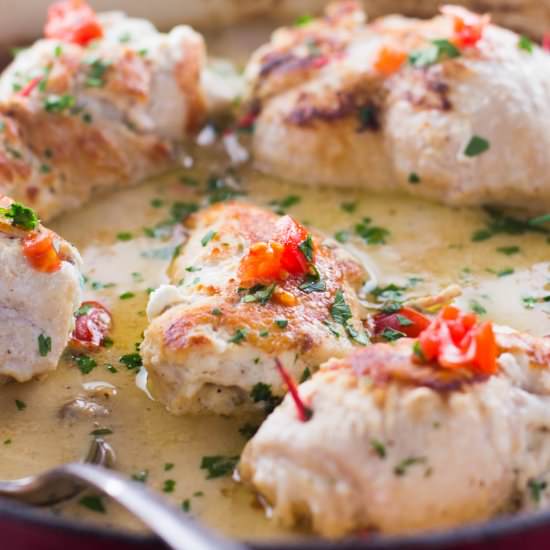 Garlic and Cheese Stuffed Chicken