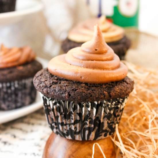 chocolate cupcakes with PB frosting